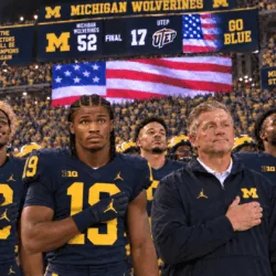 No one expected it — but the postgame National Anthem performed by the entire Michigan Wolverines team brought the stadium to tears.