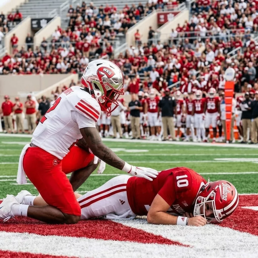 Cover Image for 🚨 HORRIFIC VIDEO: Horrific video shows an Indiana Hoosiers football player suffering a devastating arm injury after taking a brutal flying knee to the head while trying to make a tackle [VIDEO] 🏈👍🔥⚠️