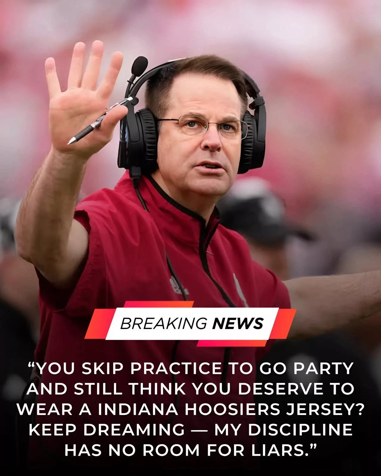Cover Image for 🚨BREAKING: Indiana Hoosiers in Turmoil After Head Coach Curt Cignetti Suspends Two Star Players