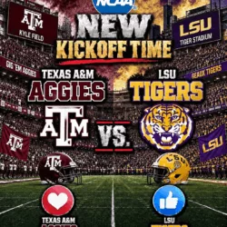 [🚨] BREAKING — KICKOFF TIME SUDDENLY CHANGED: ESPN has just put college football fans on high alert after announcing a major last-minute adjustment to the broadcast schedule for the highly anticipated showdown between the Texas A&M Aggies and LSU Tigers.