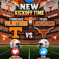 🚨 BREAKING — KICKOFF TIME SUDDENLY CHANGED: ESPN has just put college football fans on high alert after announcing a major last-minute adjustment to the broadcast schedule for the highly anticipated showdown between the TENNESSEE VOLUNTEERS and TEXAS LONGHORNS.
