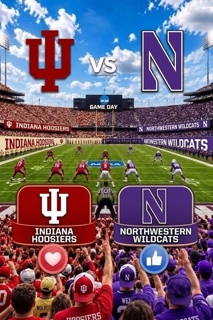 Cover Image for π¨ OFFICIAL BROADCAST UPDATE: Indiana Hoosiers vs. Northwestern Wildcats Set for Prime Time π