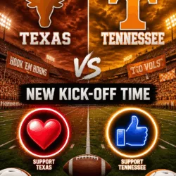 “CANCEL YOUR SATURDAY PLANS”: NCAA officially announces the kickoff time for Texas Longhorns vs. Tennessee Volunteers!
