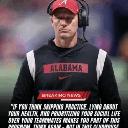 BREAKING: Alabama Crimson Tide head coach has shocked the college football world by suspending three of Alabama’s star players after they were reportedly spotted with their girlfriends at a local hotspot on Monday night — just hours after missing team practice earlier that day and citing “health reasons” ahead of an upcoming crucial game.