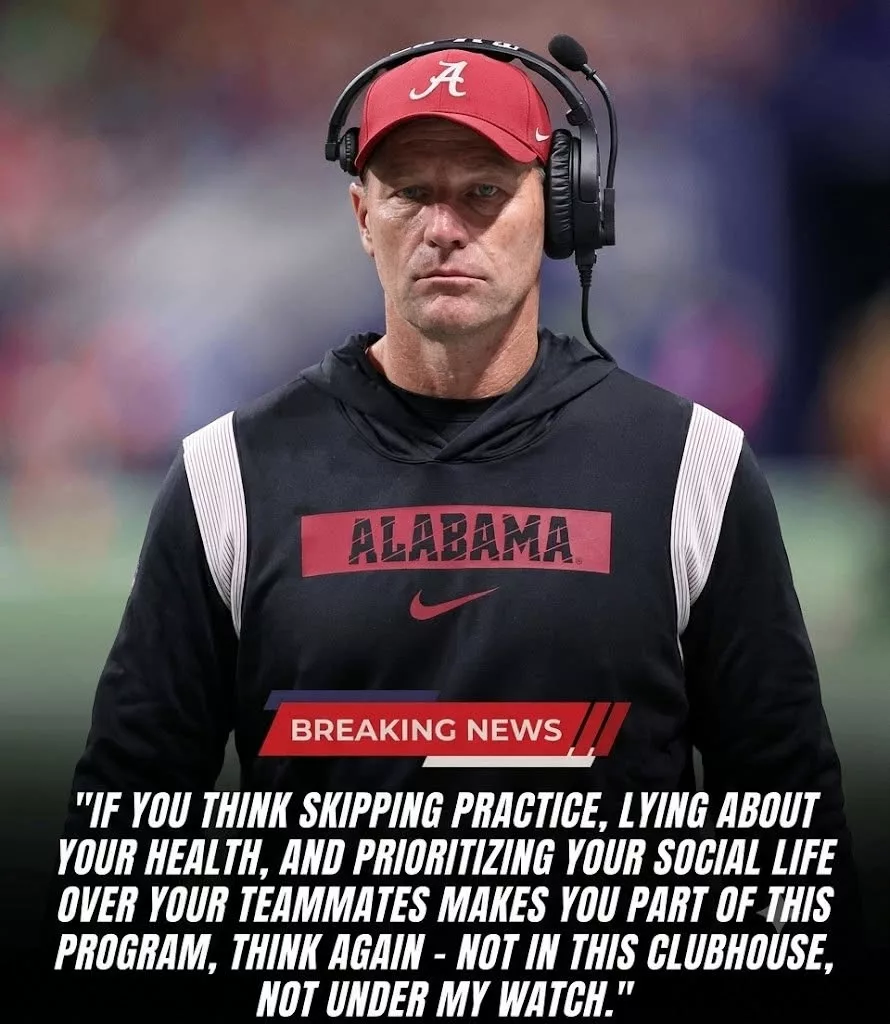 Cover Image for BREAKING: Alabama Crimson Tide head coach has shocked the college football world by suspending three of Alabama’s star players after they were reportedly spotted with their girlfriends at a local hotspot on Monday night — just hours after missing team practice earlier that day and citing “health reasons” ahead of an upcoming crucial game.