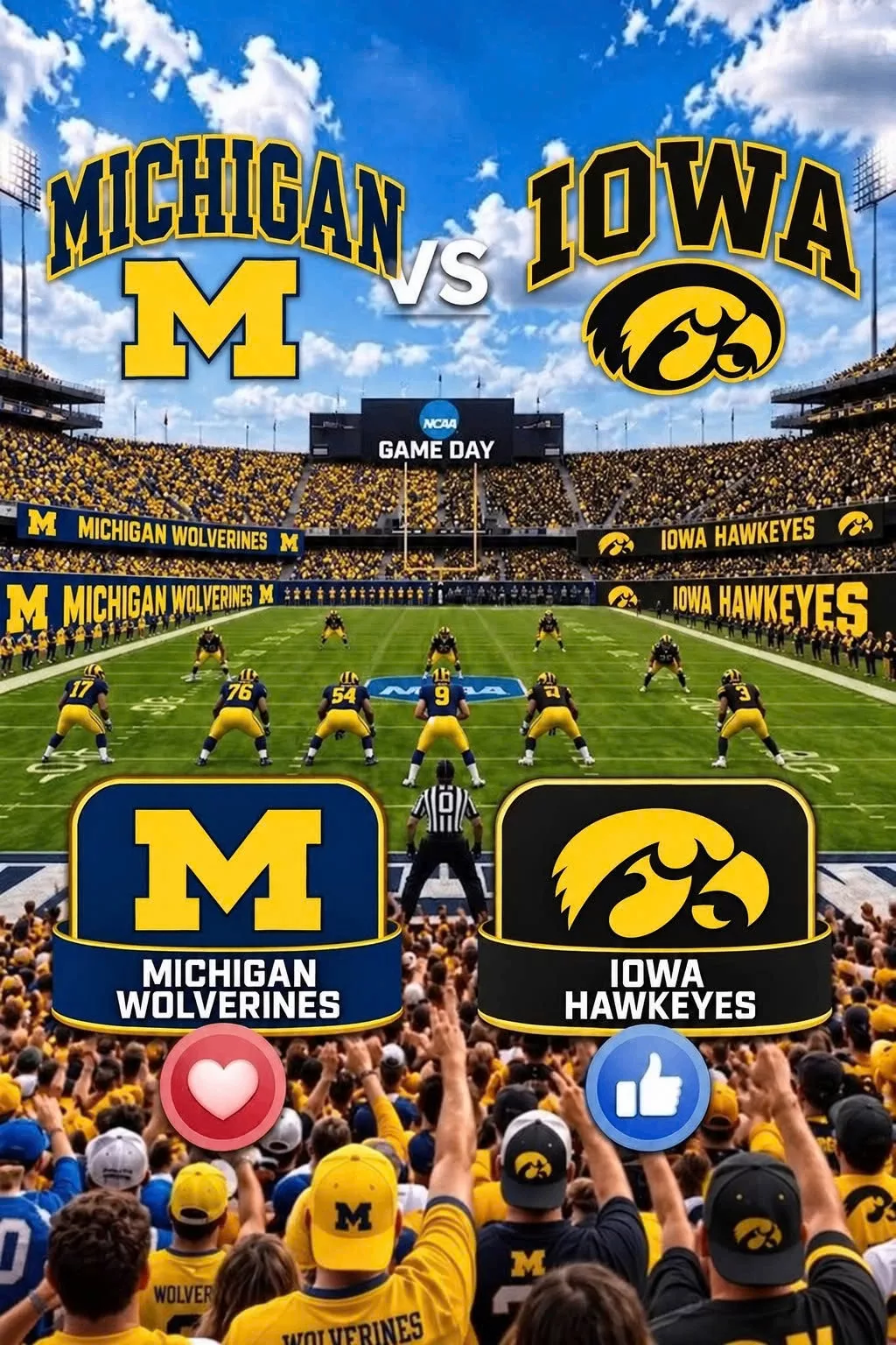 Cover Image for 🚨 OFFICIAL BROADCAST UPDATE: Michigan Wolverines vs. Iowa Hawkeyes Set for Saturday 🏈