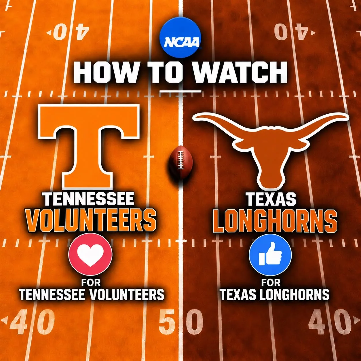 Cover Image for WHICH CHANNEL WILL BROADCAST THE GAME BETWEEN TENNESSEE VOLUNTEERS AND TEXAS LONGHORNS?
