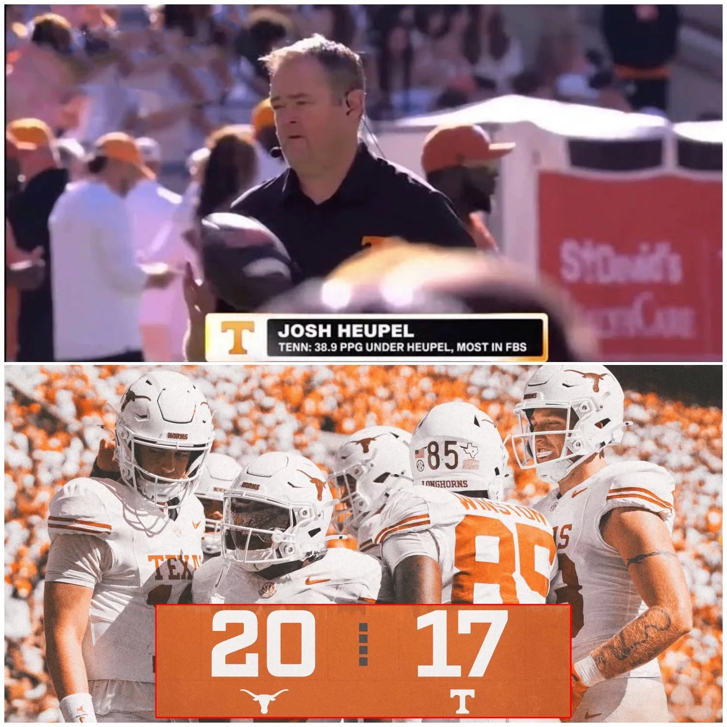 Cover Image for BREAKING NEWS: Tennessee Volunteers head coach Josh Heupel’s postgame gesture toward the Texas Longhorns players following his team’s crushing 20–17 loss has gone viral on social media.