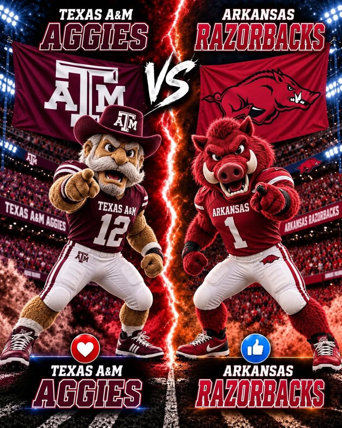 Cover Image for 🗓️ CONFIRMED: Texas A&M Aggies vs. Arkansas Razorbacks game has been rescheduled. 🔥