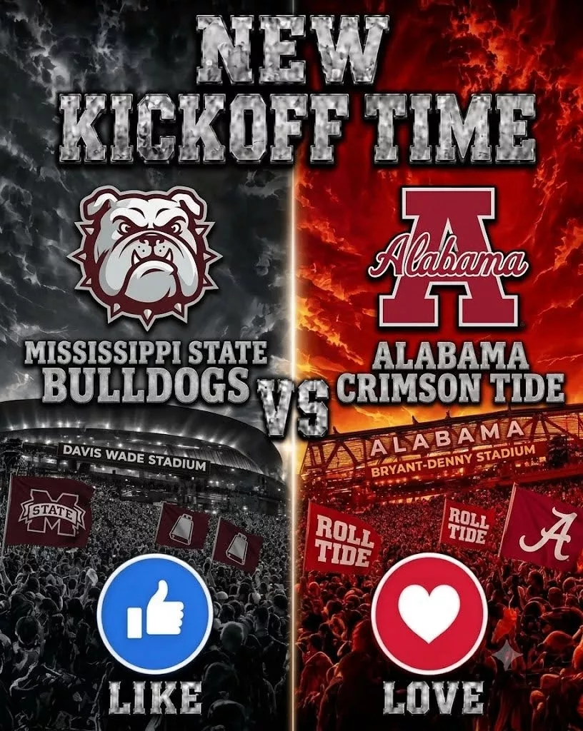 Cover Image for 🔥 DON’T MISS THIS: Alabama Crimson Tide vs. Mississippi State Bulldogs at Davis Wade Stadium — Match Update & How to Watch Live Online 👇