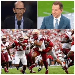 The ESPN studio turned into a “war zone” on Saturday night when Paul Finebaum and Nick Saban clashed over the Alabama Crimson Tide’s dramatic 50–36 victory over Florida State, and what started as routine postgame analysis quickly became one of the most intense on-air moments of the night.