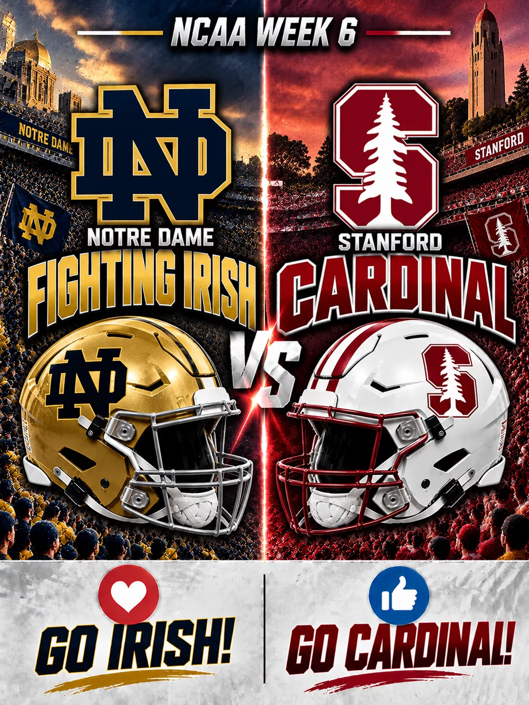 Cover Image for GAME TIME MOVED: Notre Dame Fighting Irish vs. Stanford Cardinal Rescheduled for a Blockbuster Intersectional Primetime Showdown