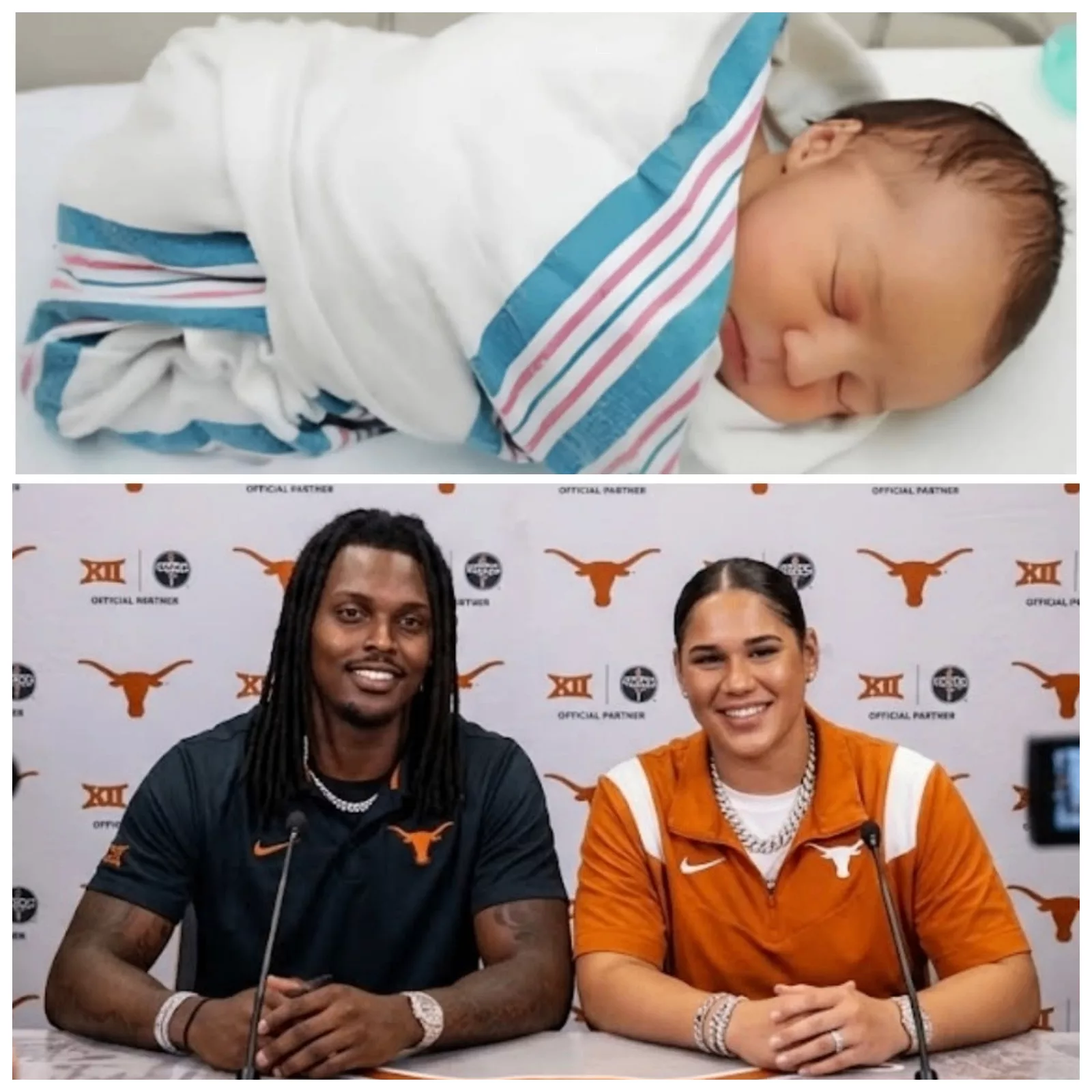 Cover Image for Texas Longhorns star CJ Baxter, the former running back, and his girlfriend Mia Scott have sent the football world into a frenzy with a heart-warming announcement — they have welcomed a new member into their family! But what truly had Longhorns fans buzzing wasn’t just the happy news, it was the baby’s name! 🏈👶