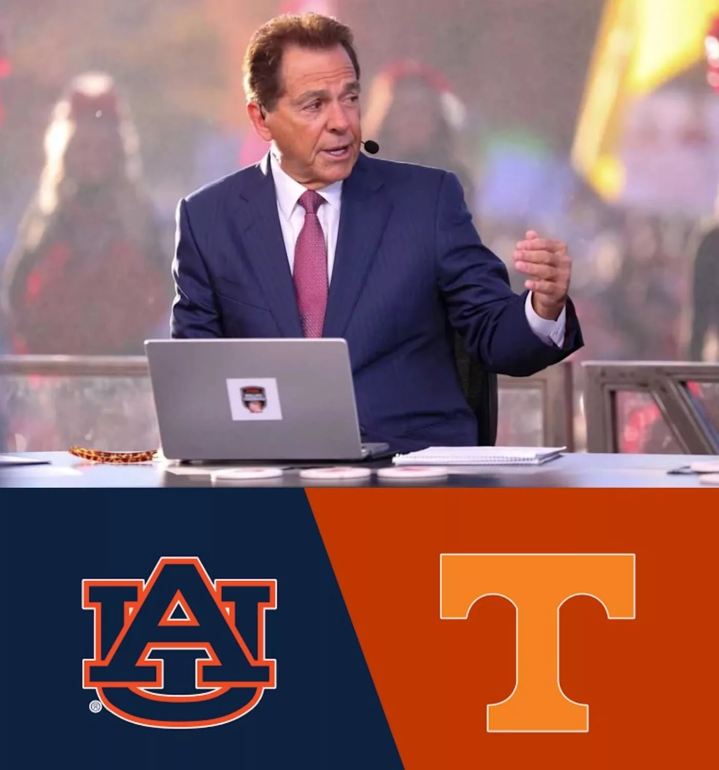 Cover Image for Nick Saban offered a bold analysis and score prediction ahead of the Tennessee Volunteers vs. Auburn Tigers game…