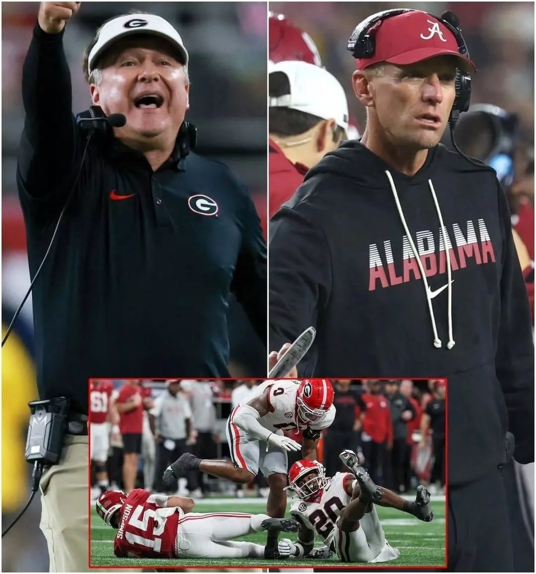 Cover Image for “UGLY FOOTBALL WON, WHILE THE TEAM PLAYING BEAUTIFUL FOOTBALL WAS DISCRIMINATED AGAINST,” Alabama Crimson Tide head coach Kalen DeBoer stated fiercely after a 17–20 defeat to the Georgia Bulldogs, describing it as a frustrating outcome for true football fans over what he called a gritty style of play from the Bulldogs aided by questionable referee decisions. This angered Georgia Bulldogs fans, and Georgia head coach Kirby Smart immediately spoke out in response to Kalen DeBoer, receiving overwhelming support from the fanbase.