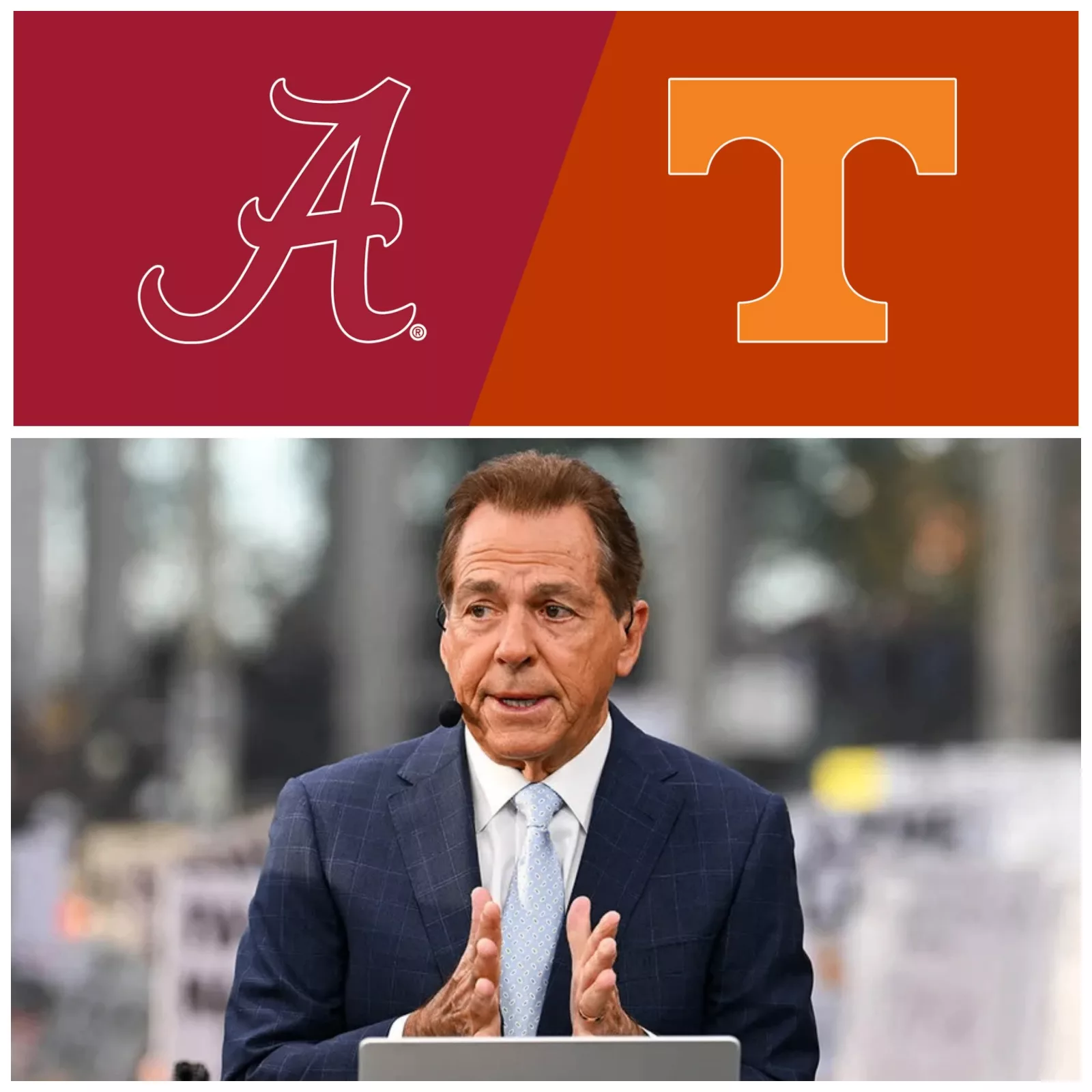Cover Image for Nick Saban offered a bold analysis and score prediction ahead of the Tennessee Volunteers vs. Alabama Crimson Tide gameβ¦