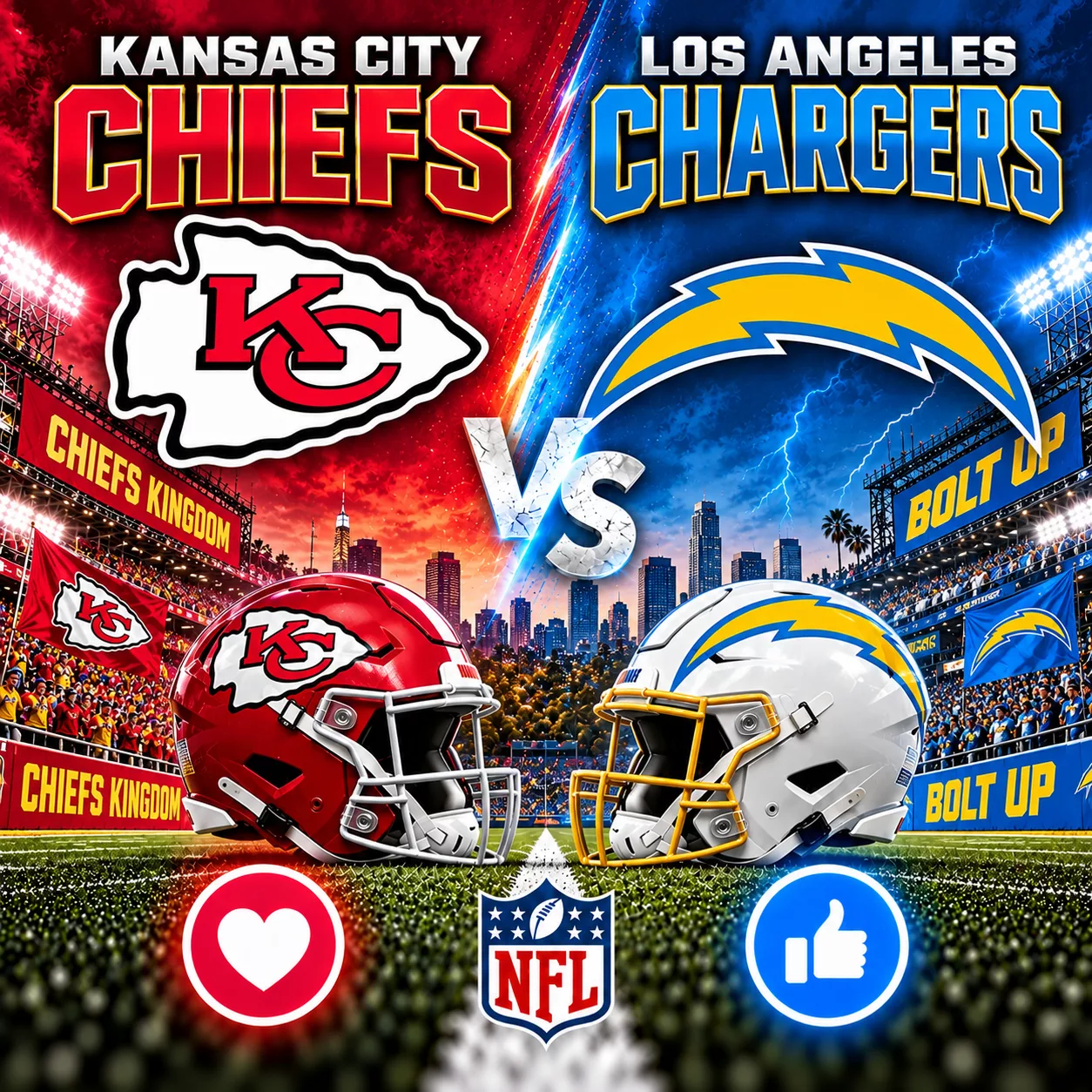 Cover Image for 🚨 GAME TIME UPDATE: Kansas City Chiefs vs. Los Angeles Chargers — Important NFL Kickoff, Broadcast and AFC West Showdown Information Below!