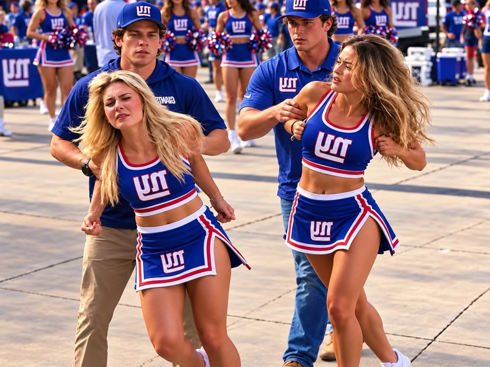 Cover Image for Female New York Giants Cheerleaders Were Caught Thro.wing Down During Wild NFL Tail.gate B.rawl [VIDEO]