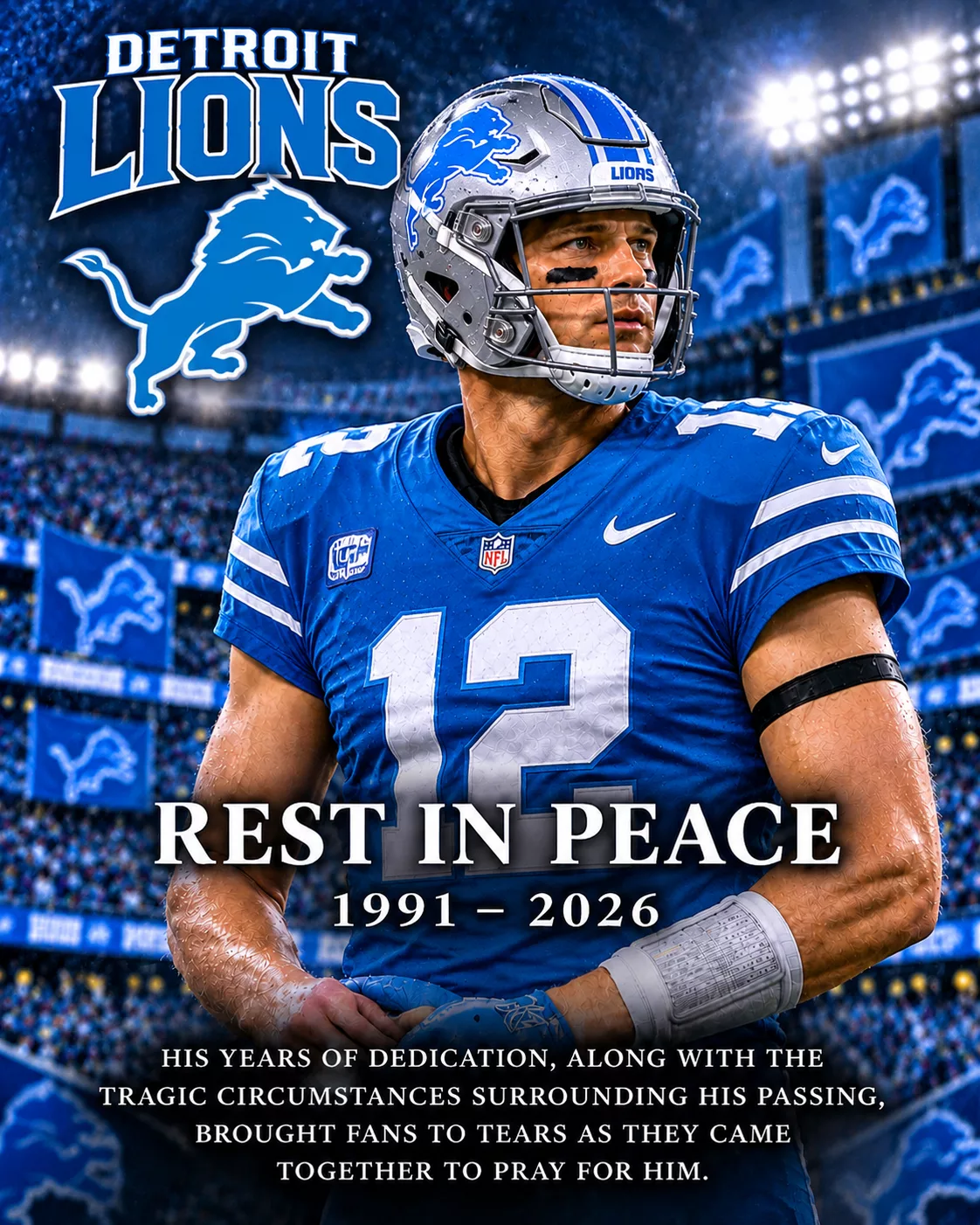 Cover Image for 💔 SAD NEWS: Former Detroit Lions Football Star Dies at Just 35 in Heartbreaking Tragedy — Leaving Behind His Newlywed Wife and 5-Year-Old Child