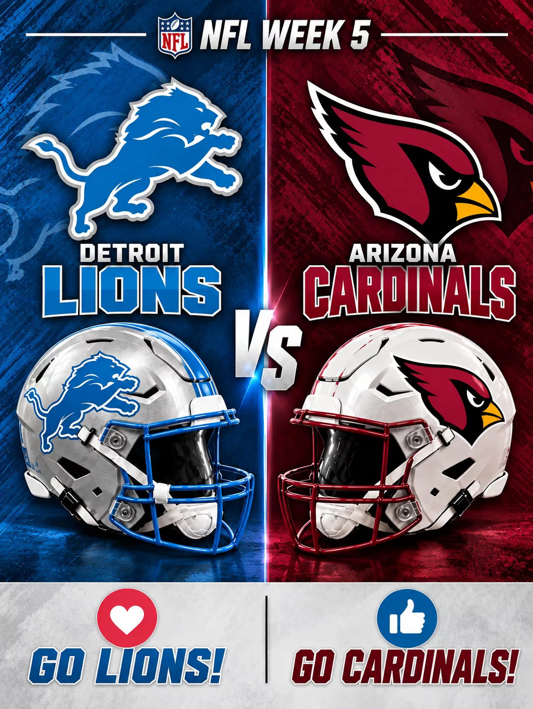 Cover Image for 🚨 GAME TIME ALERT: Detroit Lions vs. Arizona Cardinals — Week 5 Kickoff Details Confirmed, Full Schedule Information and Everything NFL Fans Need to Know! 🏈🔥