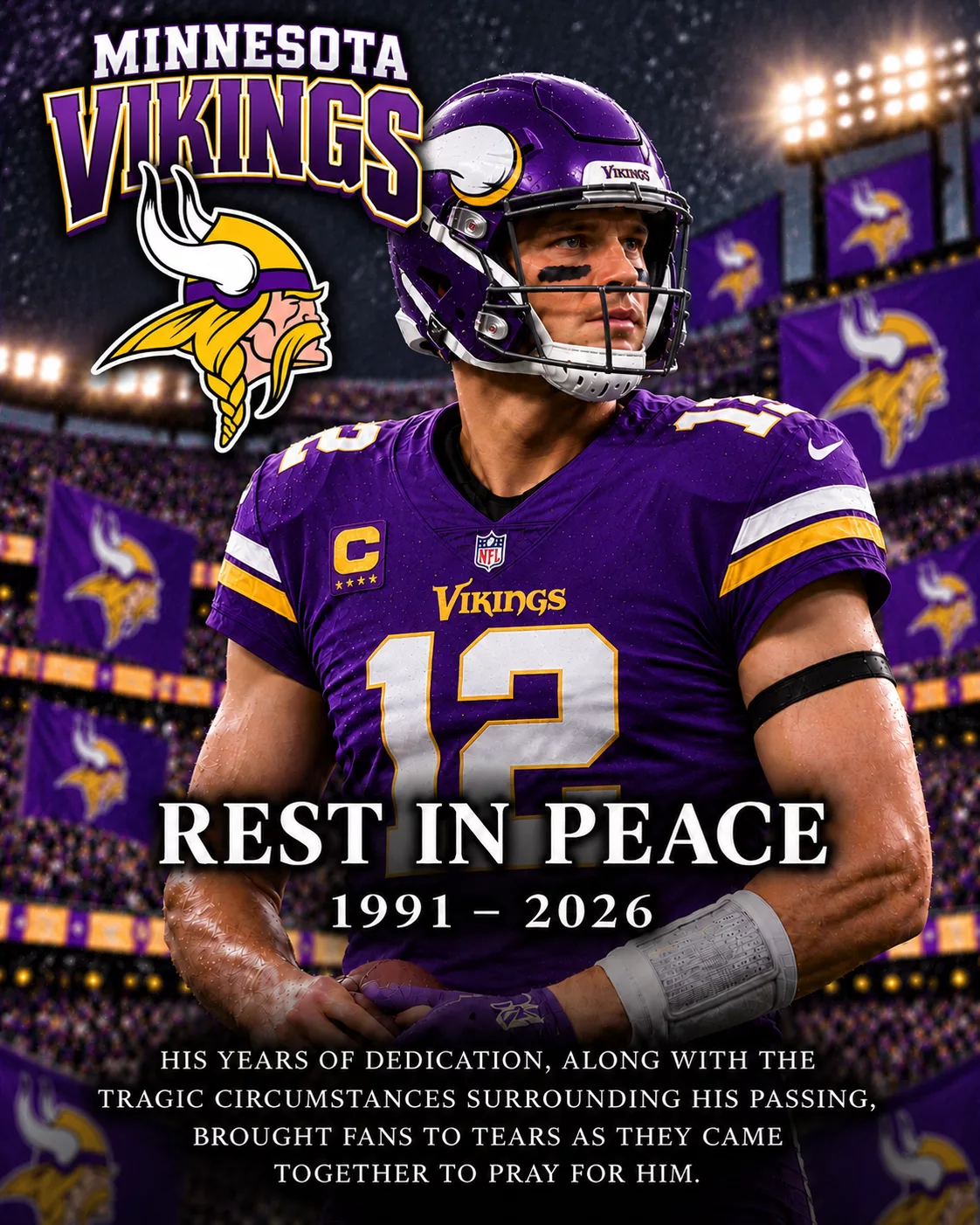Cover Image for 💔 SAD NEWS: A Heartbreaking Minnesota Vikings Story — Former Football Star’s Life Cut Short at Just 35, Leaving Behind His Newlywed Wife and 5-Year-Old Child