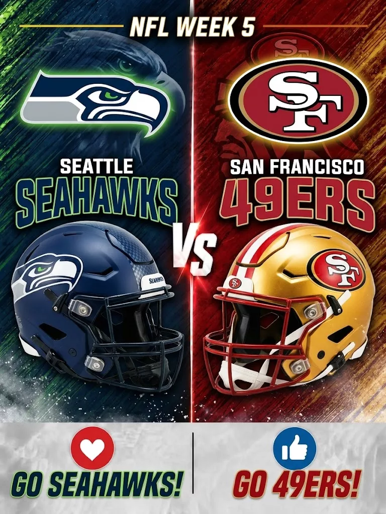 Cover Image for 🚨 GAME TIME ALERT: SEATTLE SEAHAWKS vs. SAN FRANCISCO 49ERS — Week 5 Kickoff Update, Official Schedule Details and Everything NFL Fans Need to Know! 🏈🔥