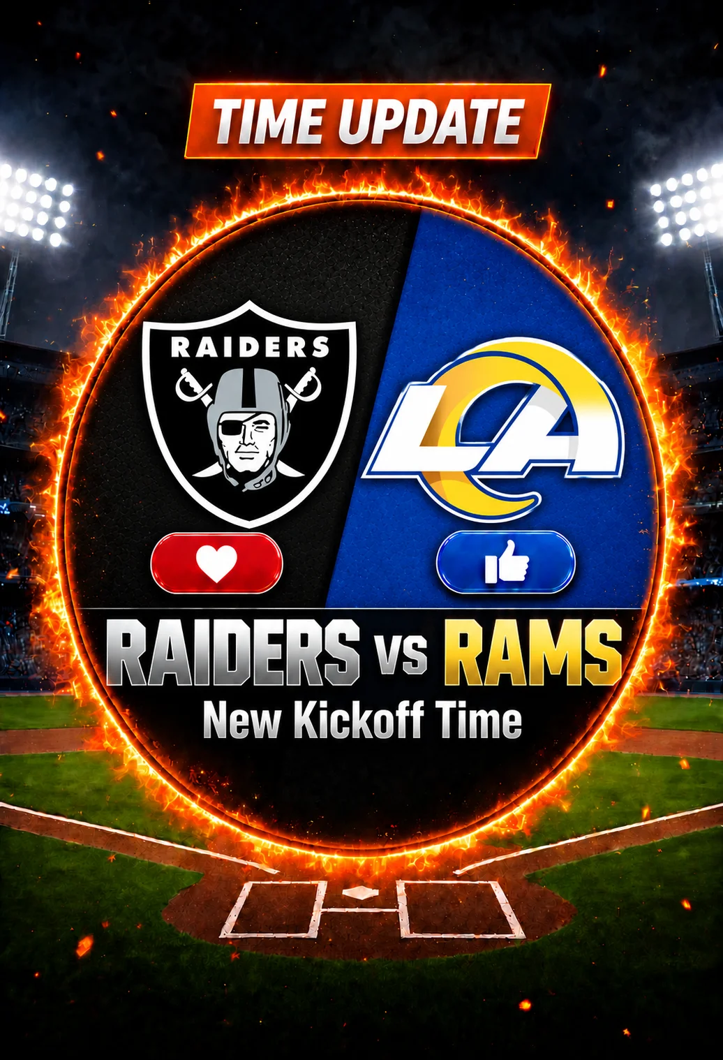 Cover Image for 🏈🔥 TIME UPDATE: Las Vegas Raiders vs. Los Angeles Rams at Allegiant Stadium — Official Kickoff Time Confirmed as High-Stakes NFL Showdown Takes Center Stage!