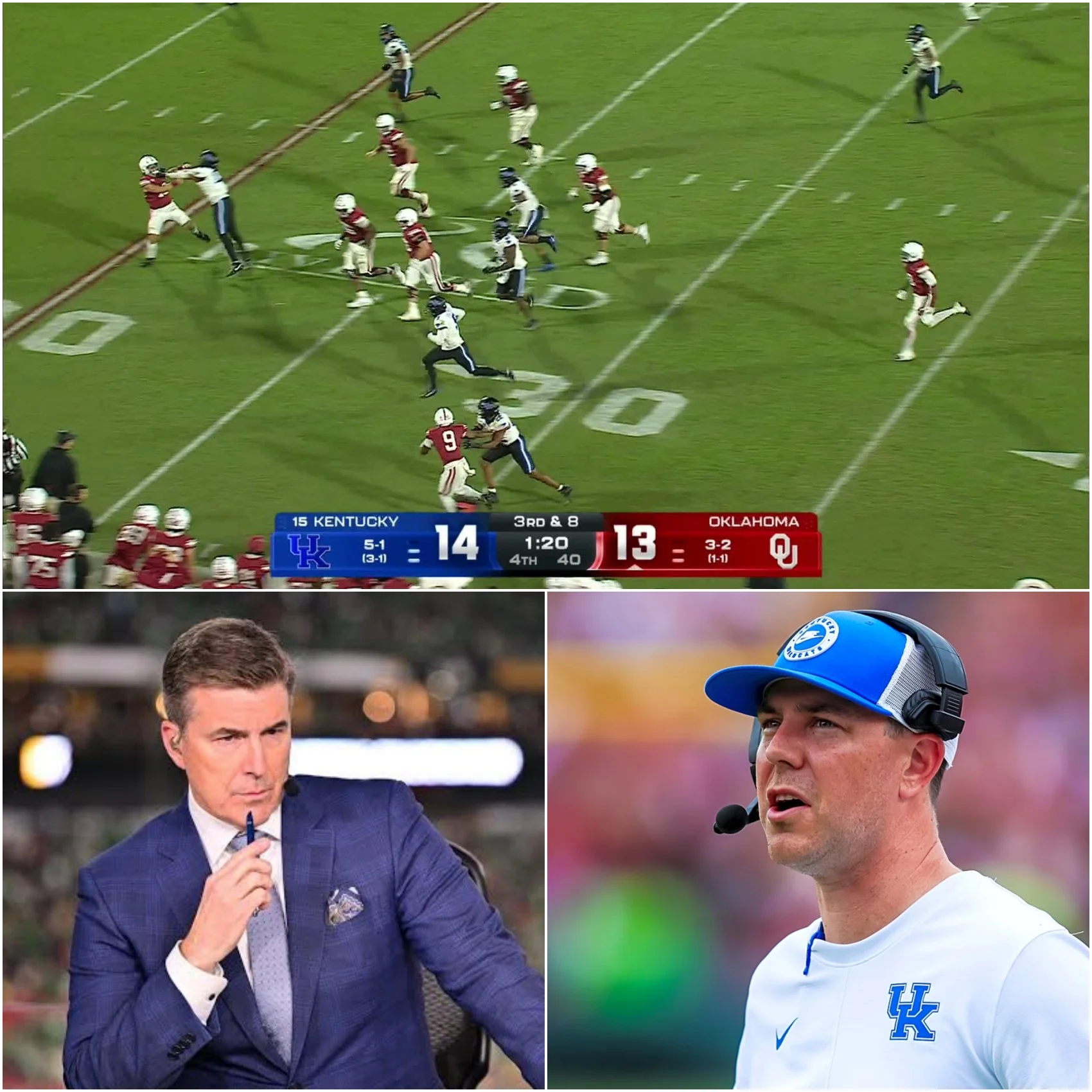 Cover Image for 🚨 Kentucky Wins 21–13 Over Oklahoma, But Rece Davis’ Brutal Criticism Sparks a Firestorm — Will Stein Fires Back With Just 11 Ice-Cold Words!