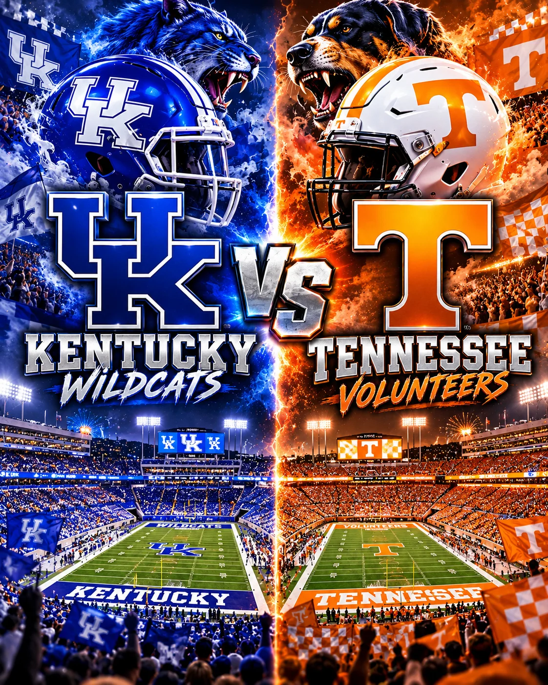 Cover Image for 🔥 “CANCEL YOUR SATURDAY PLANS!” — COLLEGE FOOTBALL DROPS A SCHEDULE BOMB: KENTUCKY WILDCATS vs. TENNESSEE VOLUNTEERS Set to Shake the Season! 🏈🚨