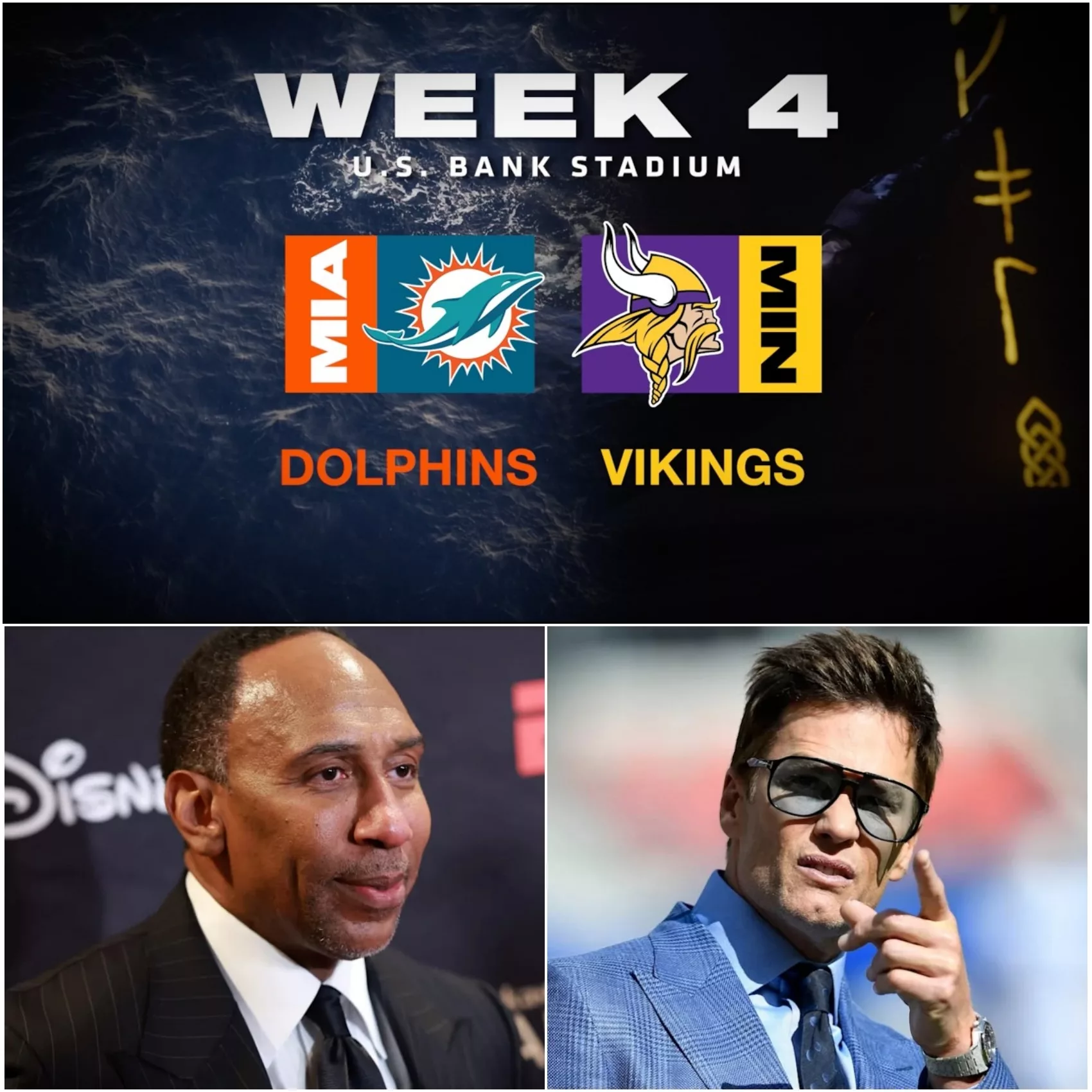 Cover Image for 🚨 “SIT DOWN. AND BE QUIET, STEPHEN A.” — TOM BRADY FIRES BACK AS VIKINGS–DOLPHINS DEBATE ERUPTS