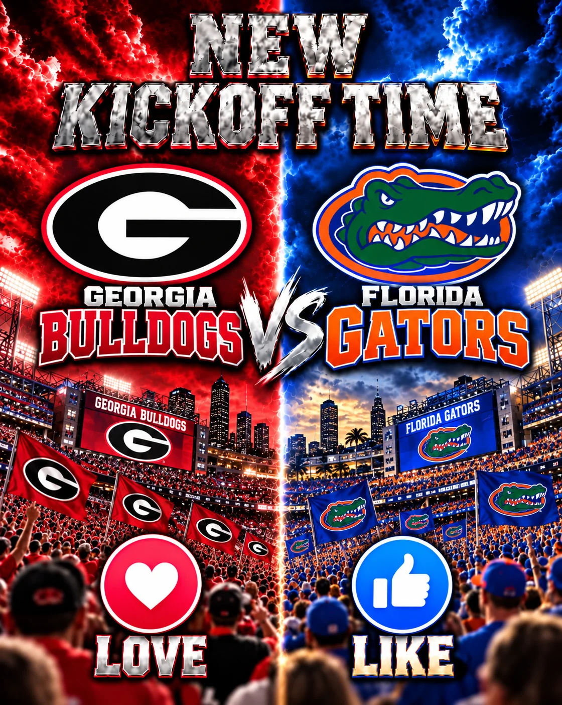 Cover Image for 🔥 “CANCEL YOUR SATURDAY PLANS!” — COLLEGE FOOTBALL DROPS A SCHEDULE BOMB: GEORGIA BULLDOGS vs. FLORIDA GATORS Set to Shake the Season! 🏈🚨