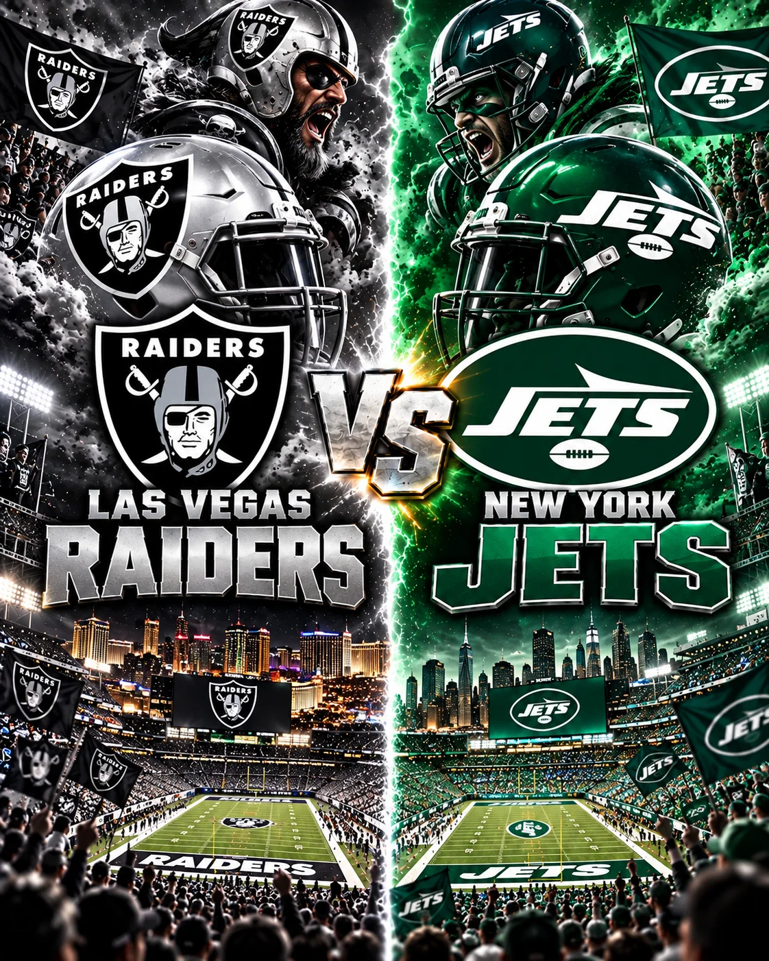 Cover Image for 🔥 “CANCEL YOUR SUNDAY PLANS!” — NFL DROPS A SCHEDULE BOMB: LAS VEGAS RAIDERS vs. NEW YORK JETS Set to Shake the Season! 🏈🚨
