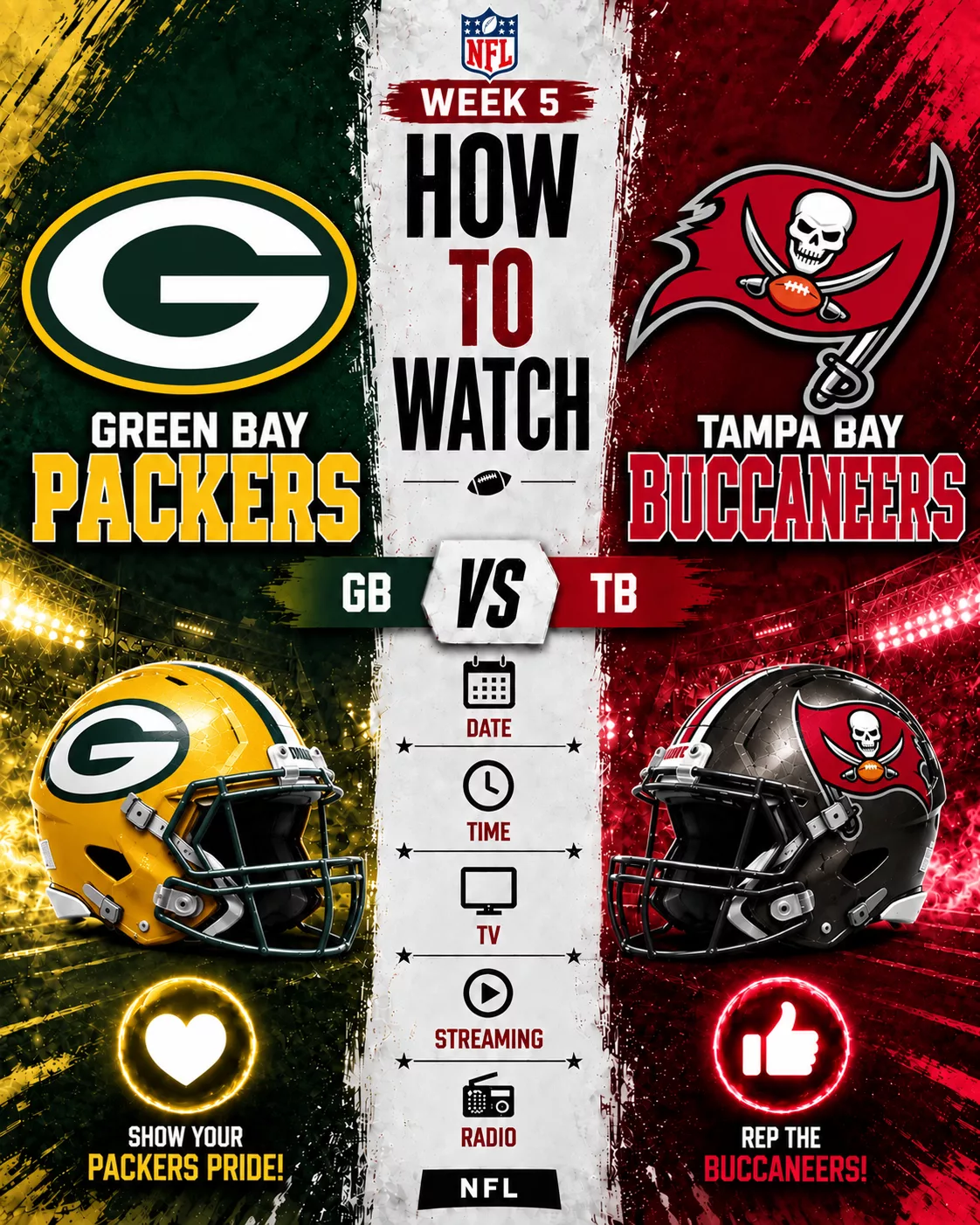 Cover Image for HOW TO WATCH: Green Bay Packers vs. Tampa Bay Buccaneers — Game Time, TV Channel, Streaming Info, and Everything You Need to Know