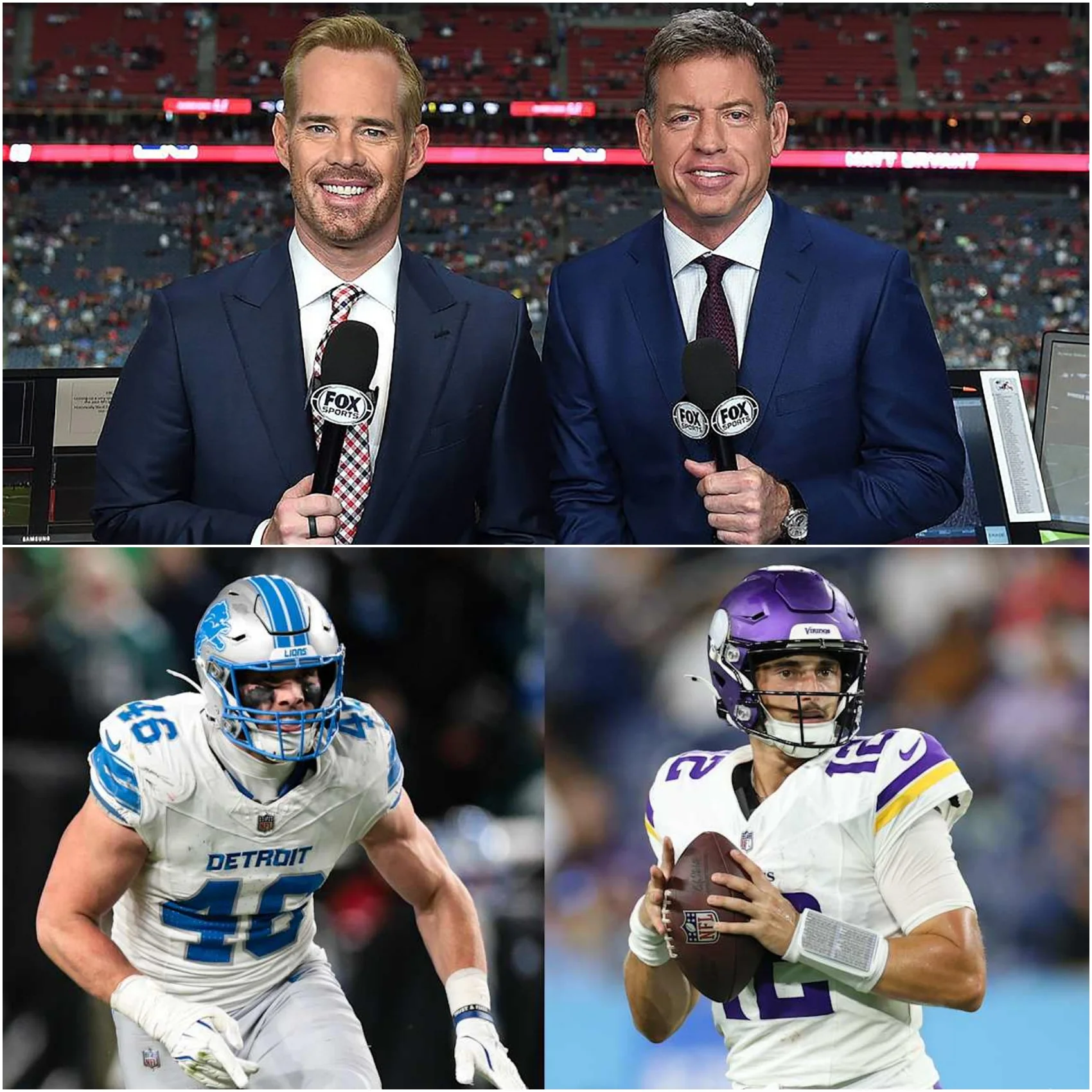 Cover Image for 🏈🔥 BREAKING NEWS: Troy Aikman and Joe Buck Spark Excitement Across Vikings Nation and Detroit Lions Fans With a Bold Message Ahead of Their Massive NFC North Showdown!