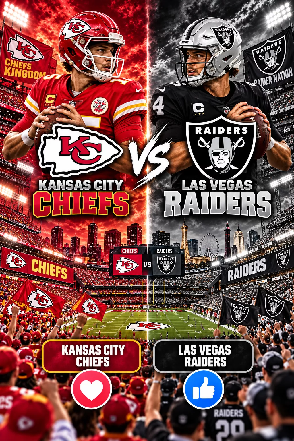 Cover Image for 🚨🗓️ KANSAS CITY CHIEFS VS. LAS VEGAS RAIDERS — HIGH-STAKES AFC WEST SHOWDOWN HAS FANS UPDATING THEIR WEEKEND PLANS