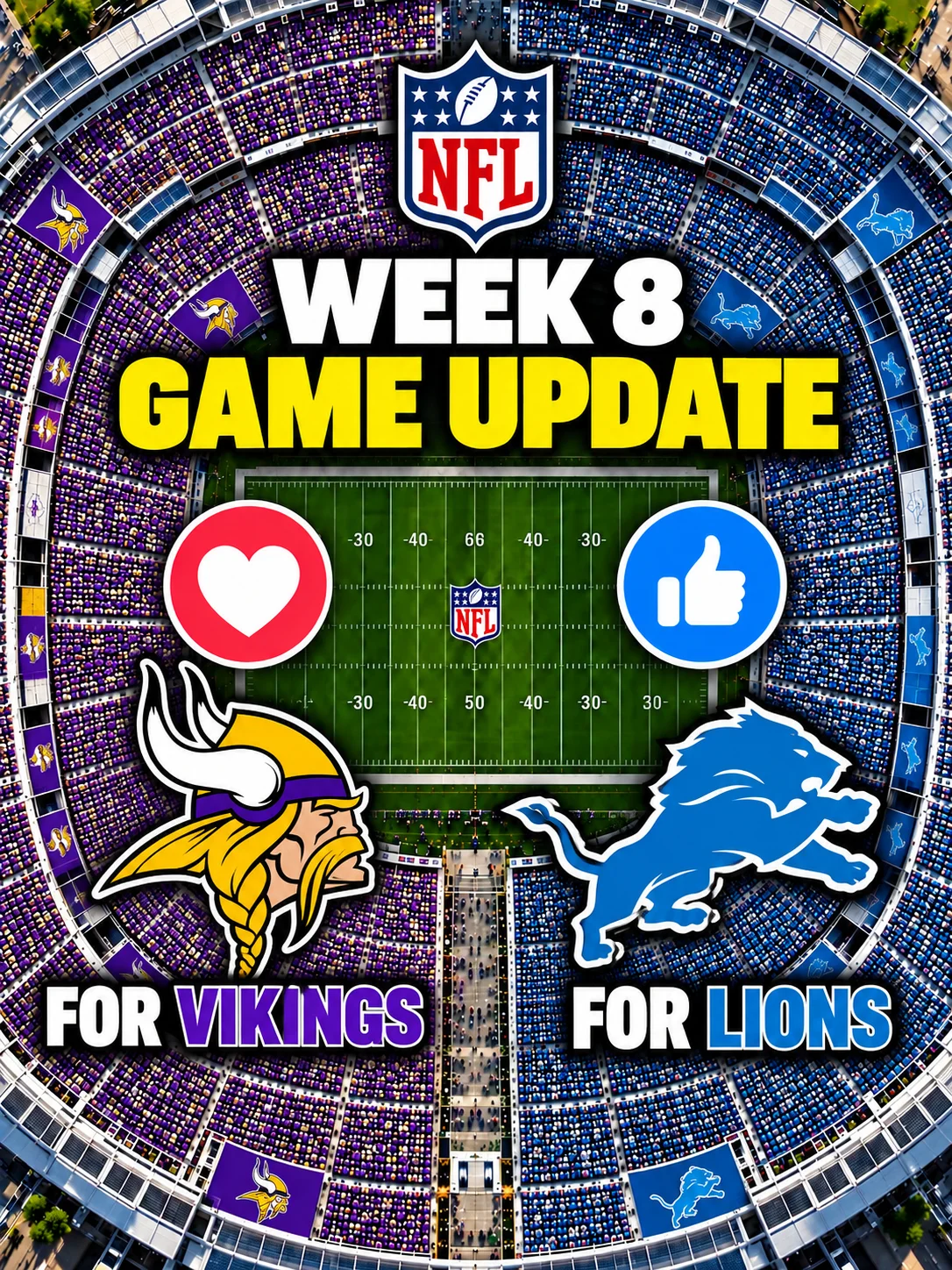 Cover Image for 🚨🏈 SCHEDULE UPDATE: Minnesota Vikings vs. Detroit Lions — Game Time Change Notice Sparks Attention Ahead of Massive NFC North Showdown at Ford Field! 🔥💜💛🦁