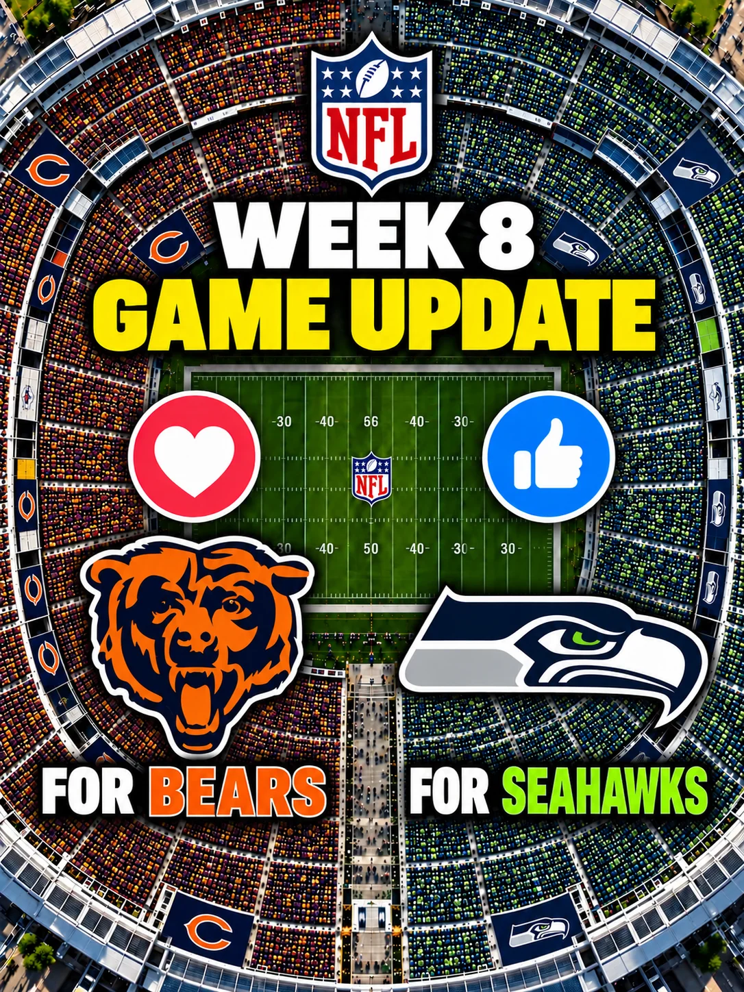Cover Image for 🚨🏈 SCHEDULE UPDATE: Chicago Bears vs. Seattle Seahawks — Game Time Change Notice Sparks Attention Ahead of Massive Monday Night Football Showdown at Lumen Field! 🔥🐻💙💚