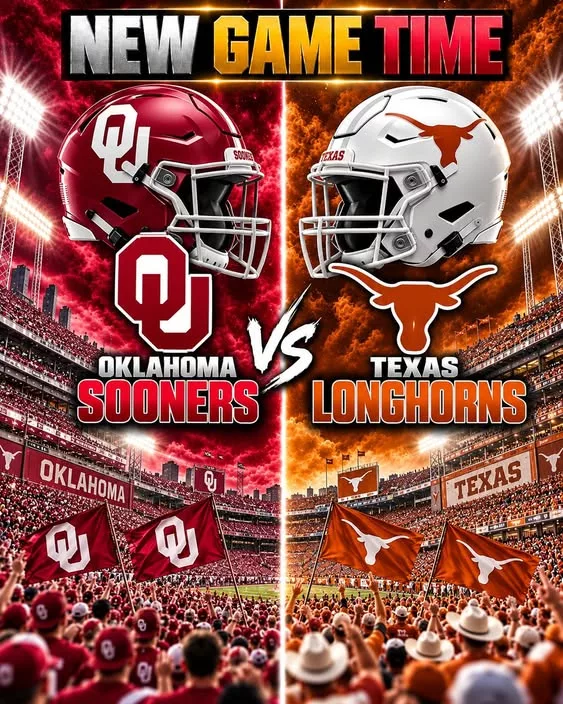 Cover Image for 🚨 “CANCEL YOUR PLANS!” — COLLEGE FOOTBALL DROPS A MASSIVE SCHEDULE UPDATE: OKLAHOMA SOONERS VS. TEXAS LONGHORNS SHOWDOWN IS SET TO SHAKE THE SEC! 🔴🤘🏈🔥