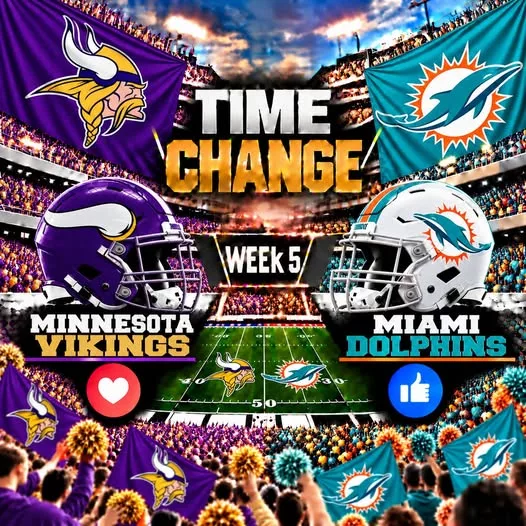 Cover Image for 🚨🏈 TIME UPDATE: MINNESOTA VIKINGS VS. MIAMI DOLPHINS BROADCAST DETAILS ARE SET — HERE’S EVERYTHING FANS NEED TO KNOW