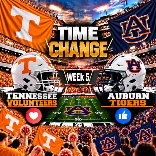 Cover Image for 🚨🏈 TIME UPDATE: TENNESSEE VOLUNTEERS VS. AUBURN TIGERS BROADCAST WINDOW IS SET — HERE’S EVERYTHING FANS NEED TO KNOW