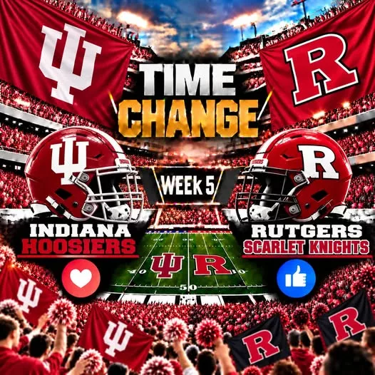 Cover Image for 🚨🏈 TIME UPDATE: INDIANA HOOSIERS VS. RUTGERS SCARLET KNIGHTS SET FOR NATIONAL NIGHTTIME WINDOW — HERE’S EVERYTHING FANS NEED TO KNOW