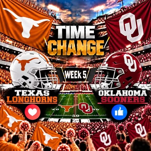 Cover Image for 🚨🏈 TIME UPDATE: TEXAS LONGHORNS VS. OKLAHOMA SOONERS BROADCAST DETAILS ARE SET — HERE’S EVERYTHING FANS NEED TO KNOW