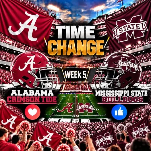 Cover Image for 🚨🏈 TIME UPDATE: ALABAMA CRIMSON TIDE VS. MISSISSIPPI STATE BULLDOGS BROADCAST DETAILS ARE SET — HERE’S EVERYTHING FANS NEED TO KNOW