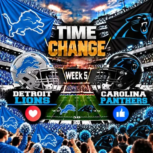 Cover Image for 🚨🏈 TIME UPDATE: DETROIT LIONS VS. CAROLINA PANTHERS TAKES OVER SUNDAY NIGHT FOOTBALL — HERE’S EVERYTHING FANS NEED TO KNOW