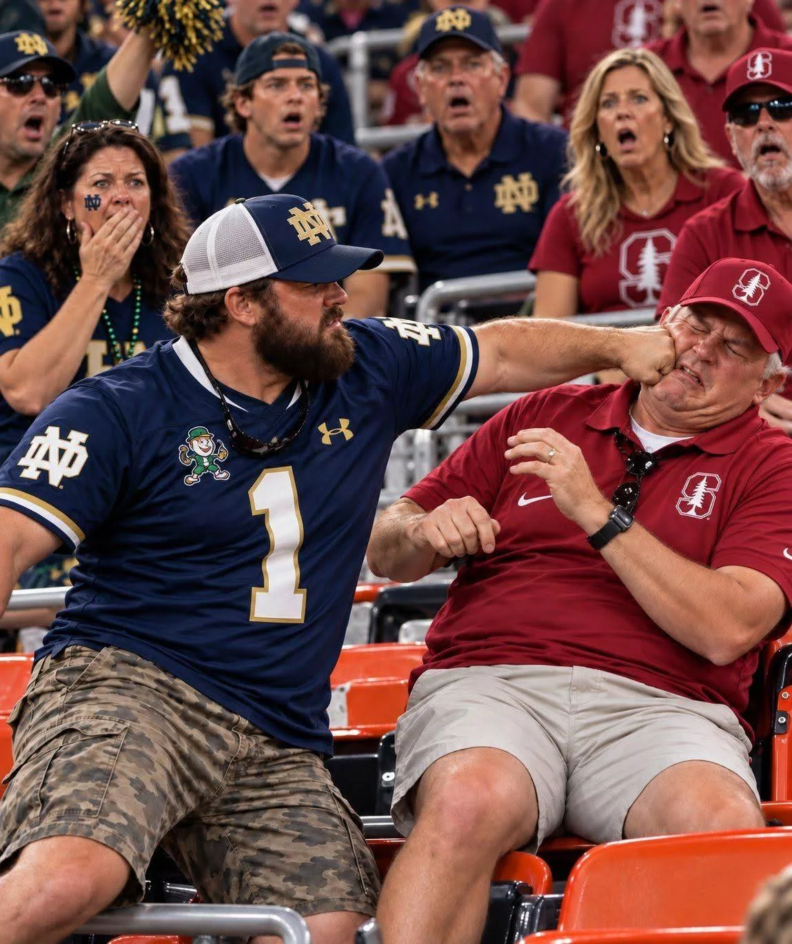 Cover Image for SHOCKING VIDEO: Alleged Notre Dame Fan Attack Raises Concern After Crushing 58–7 Victory Over Stanford