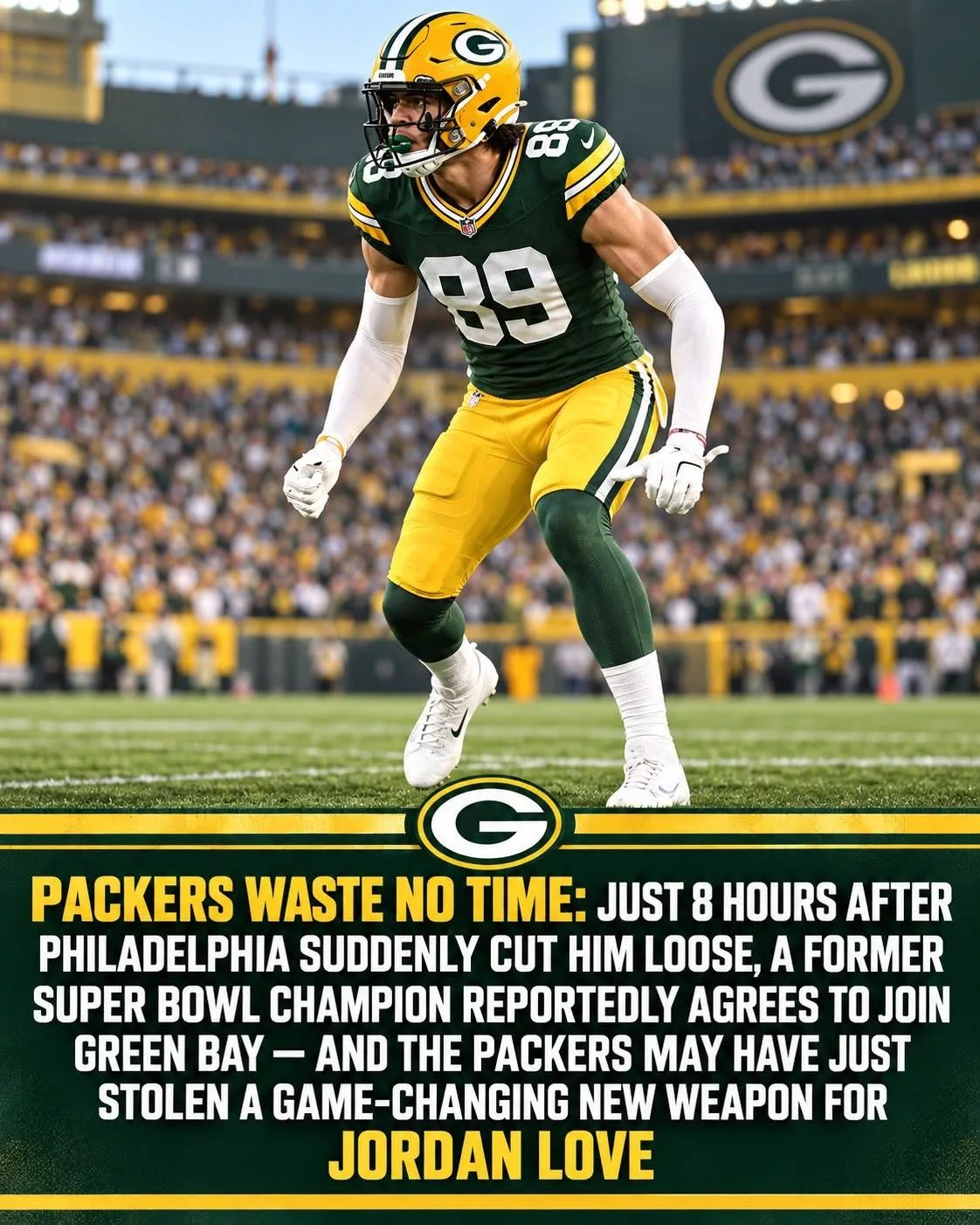 Cover Image for BREAKING: Packers Waste No Time β Just Hours After Philadelphia Parts Ways With a Former Super Bowl Champion, Green Bay Land a Towering 6-Foot-6 Offensive Weapon for Jordan Love!