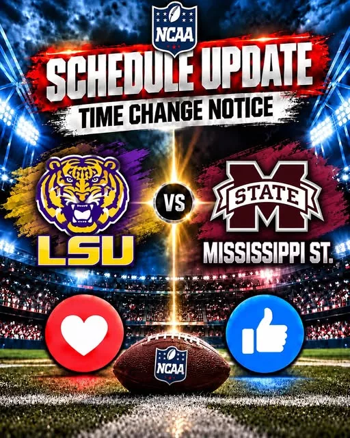 Cover Image for π¨ SCHEDULE UPDATE: LSU TIGERS vs. MISSISSIPPI STATE BULLDOGS β GAME TIME CHANGE NOTICE! ππ₯ SEC Announces Final Kickoff Details as Massive Top-25 Showdown Takes Center Stage!