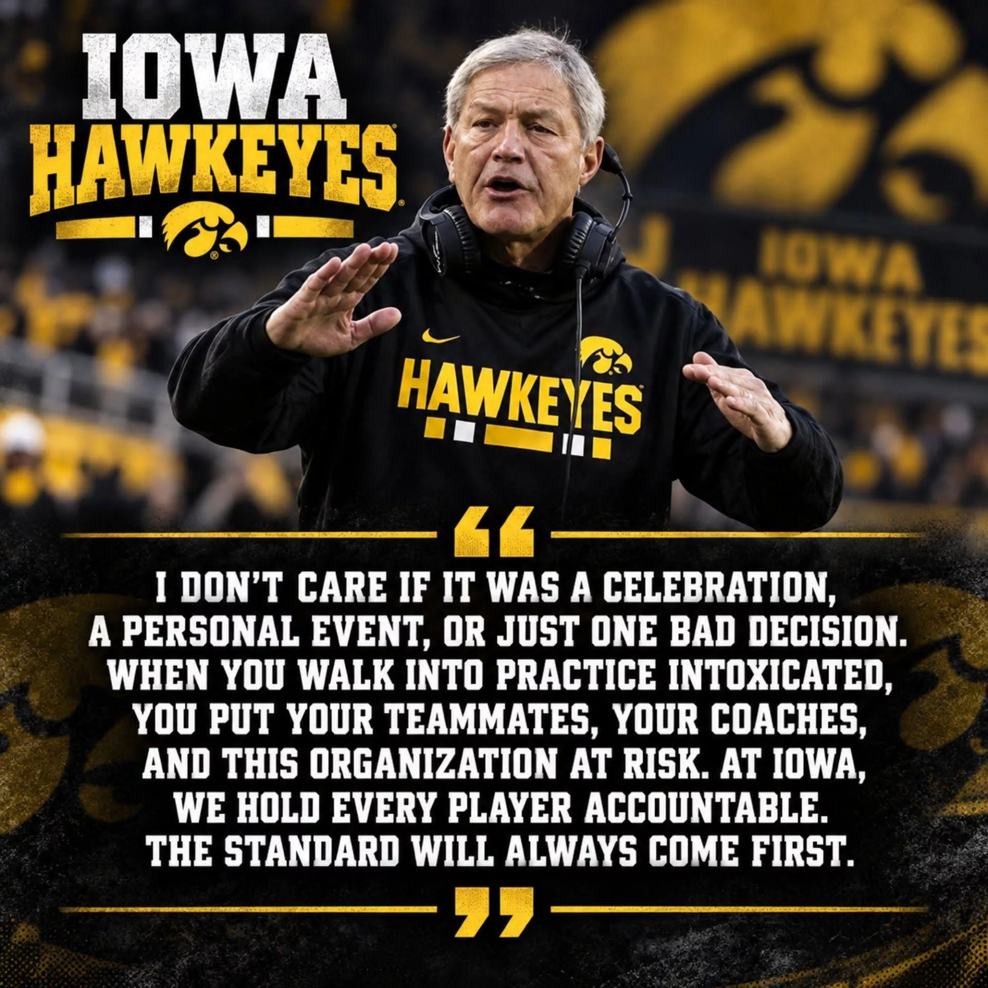 Cover Image for BREAKING: Iowa Hawkeyes DISMISS Freshman After He Reportedly Arrived Intoxicated During A Crucial Practice For The Minnesota Golden Gophers Game