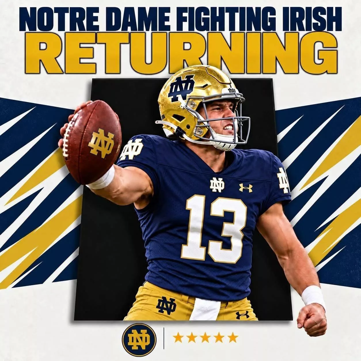 Cover Image for 💥 BOOOOM‼️ HE’S COMING HOME: The same former Notre Dame Fighting Irish football star who once electrified Notre Dame Stadium and thrilled the Fighting Irish