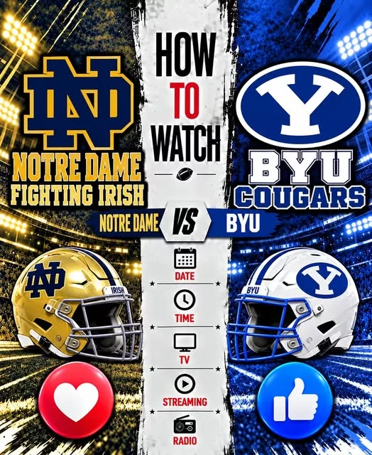 Cover Image for 🏈 How to Watch the Game: Notre Dame Fighting Irish vs. BYU Cougars — Time, TV Channel, Streaming Info, and Everything You Need to Know